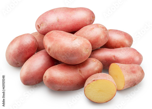 Red skin potatoes isolated on white background.