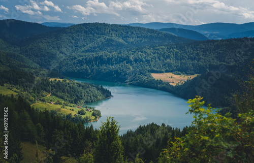 Zlatar lake in the mountains in Serbia  beautiful idyllic mountain summer landscape.