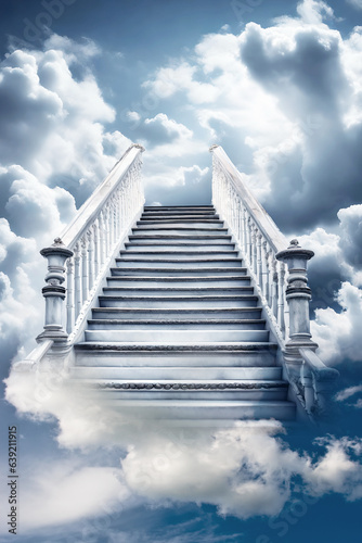 white angelic staisr with clouds and sky like spiritual religious faith angelic background 