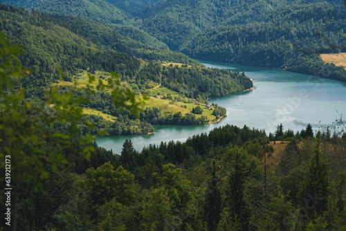 Zlatar lake in the mountains in Serbia, beautiful idyllic mountain summer landscape.