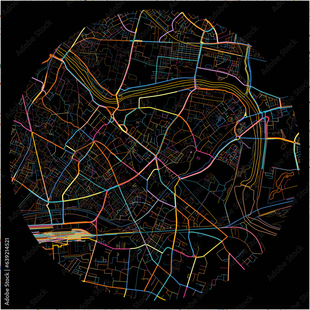 Colorful Map of Lucknow, Uttar Pradesh with all major and minor roads.