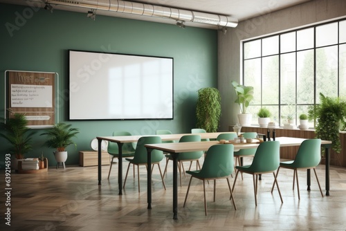 Interior of modern office or classroom with Flipchart  © Natalia
