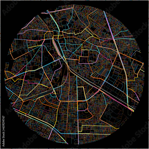 Colorful Map of Ludhiana, Punjab with all major and minor roads.