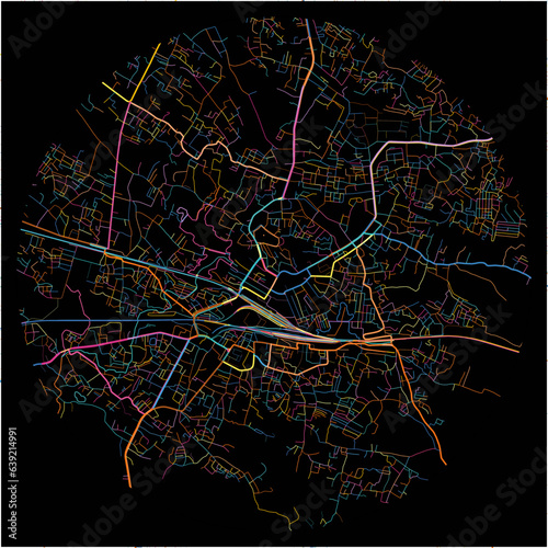 Colorful Map of Dhanbad, Jharkhand with all major and minor roads.