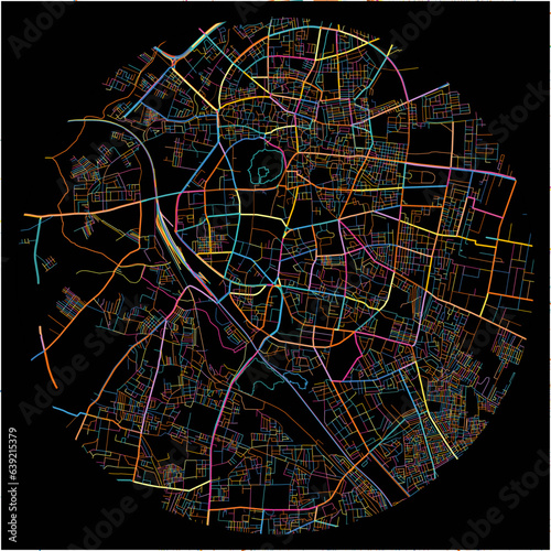 Colorful Map of Solapur, Maharashtra with all major and minor roads.