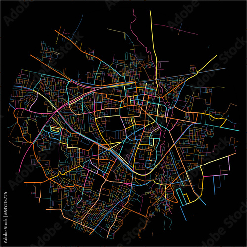 Colorful Map of Jalgaon, Maharashtra with all major and minor roads.