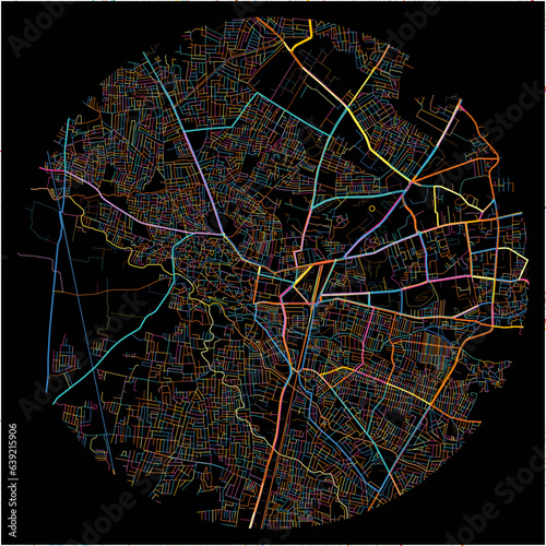 Colorful Map of Amravati, Maharashtra with all major and minor roads. photo