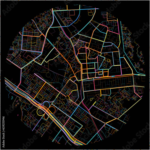Colorful Map of Noida, Uttar Pradesh with all major and minor roads.
