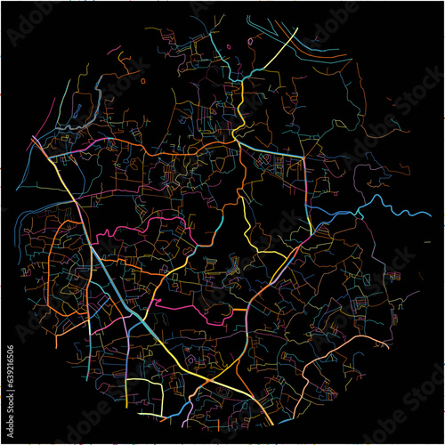 Colorful Map of Mangalore, Karnataka with all major and minor roads.
