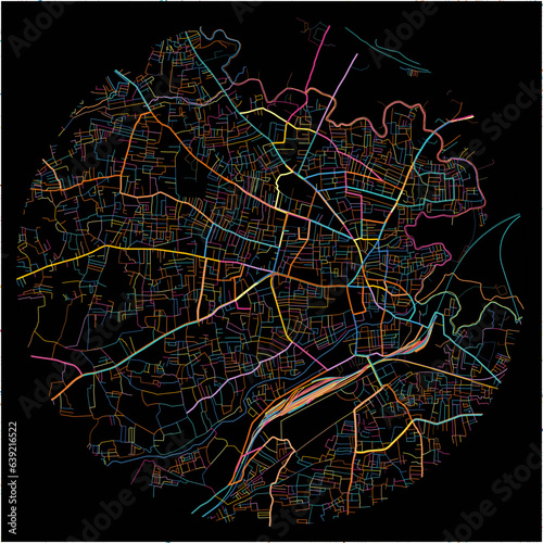 Colorful Map of Erode, Tamil Nadu with all major and minor roads.