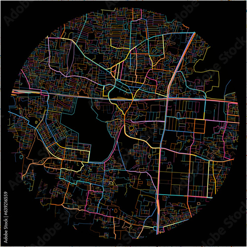 Colorful Map of Ambattur, Tamil Nadu with all major and minor roads.