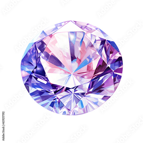 Diamond gem watercolor illustration isolated on transparent background