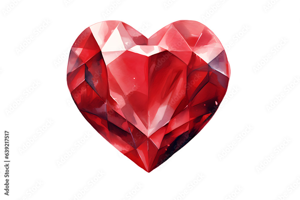 Diamond heart shaped gem watercolor illustration isolated on transparent background Diamond heart shaped gem watercolor illustration isolated on transparent background