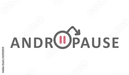 Andropause theme typography graphic work. Male symbol as erectile dysfunction metaphor