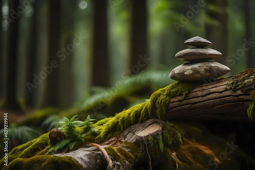 zen stones in the forest