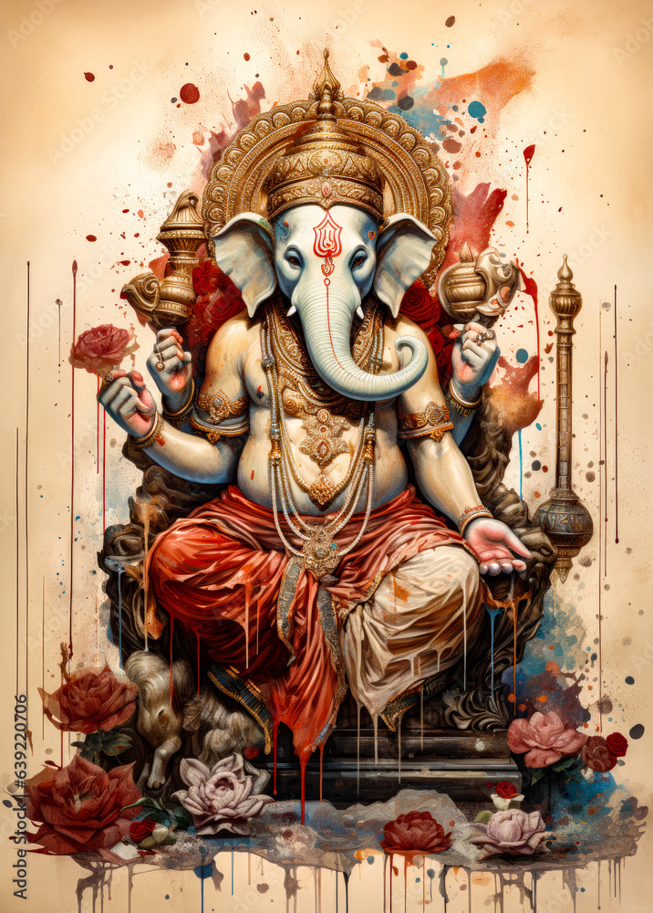 Fototapeta premium a painting of Lord Ganesha Hinduism the god of love