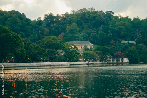 Kandy the Temple of the Sacred Tooth Relic and kandy lake early morning landscape photography photo