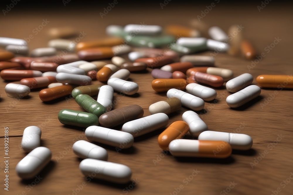 pills and capsules on table 