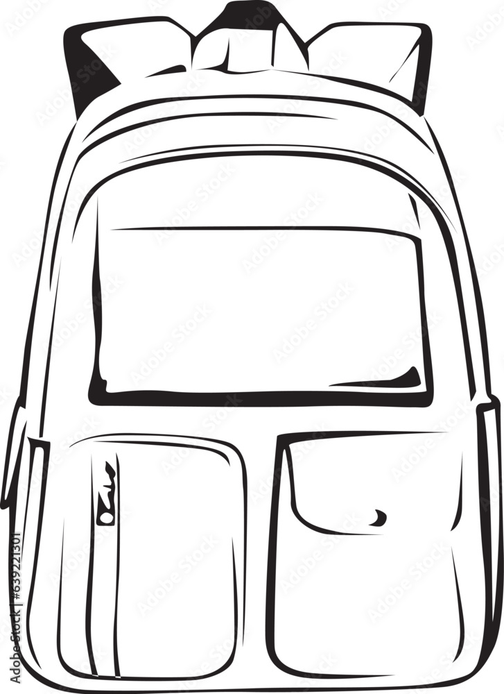 ręcznie rysowany stylizowany plecak szkolny - obrazy, fototapety, plakaty 