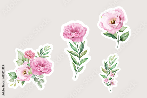 lisianthus flowers bouquets and branches stickers illustration © lukasdedi