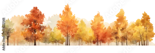 Panel kuchenny z motywem Autumn trees  watercolor horizontal banner isolated on transparent background