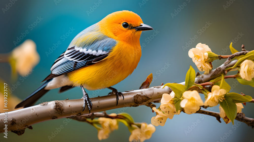 colorful bird on the branch. color bird