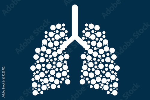 Human lungs in the form of bubbles. Internal organ on blue background