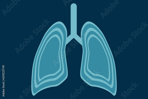 Lungs flat line. Human internal organ on blue background