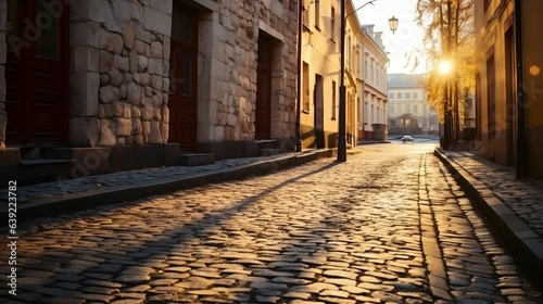 Shadows and light play on old city streets 