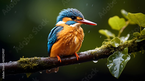 colorful bird on the branch. color bird. kingfisher