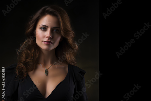 portrait of young woman with dark background
