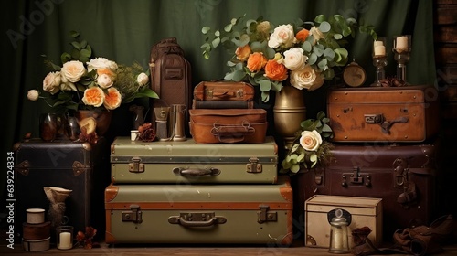 Vintage items create a nostalgic and curated arrangement
 photo