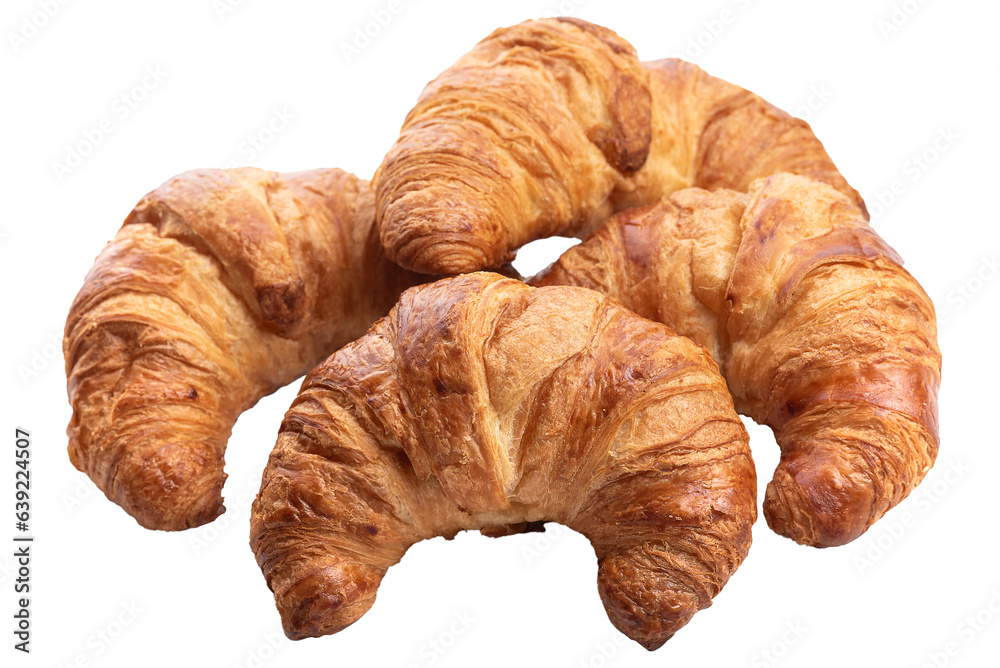 PND, Four fresh croissants. Isolate