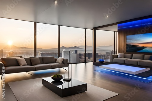 modern living room design, Generative Ai. © Urban