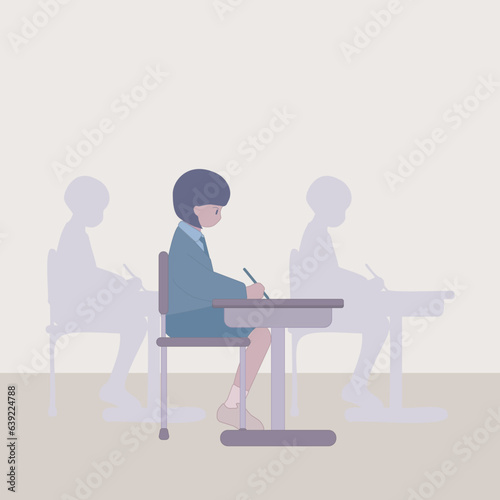 Student taking exam vector illustration