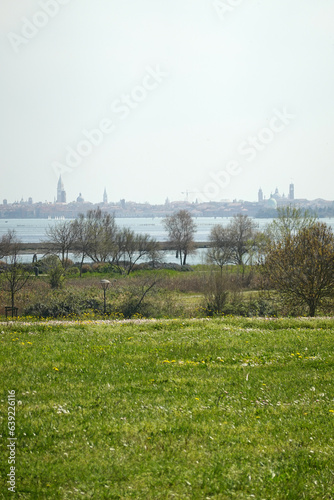 The panorama of old town of Venice from St. Juilian's park photo