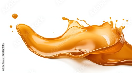 Caramel splash on white or transparent background