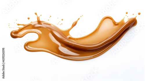 Caramel splash on white or transparent background