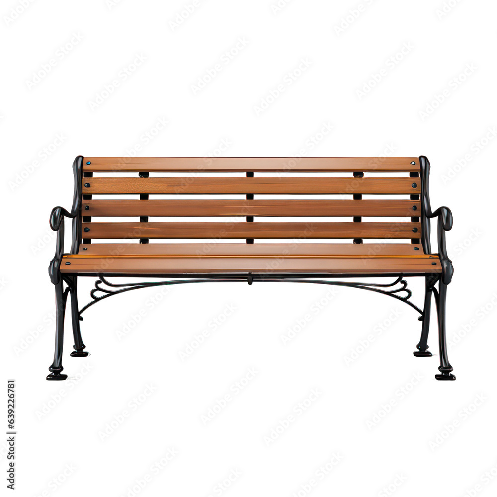 Park bench isolated on white created with Generative AI Park bench isolated on white created with Generative AI