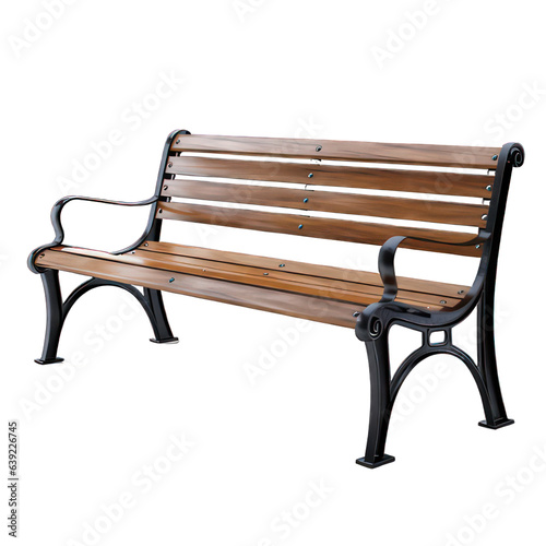 Park bench isolated on white created with Generative AI