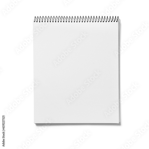 Close up view sketch book isolated on white background.