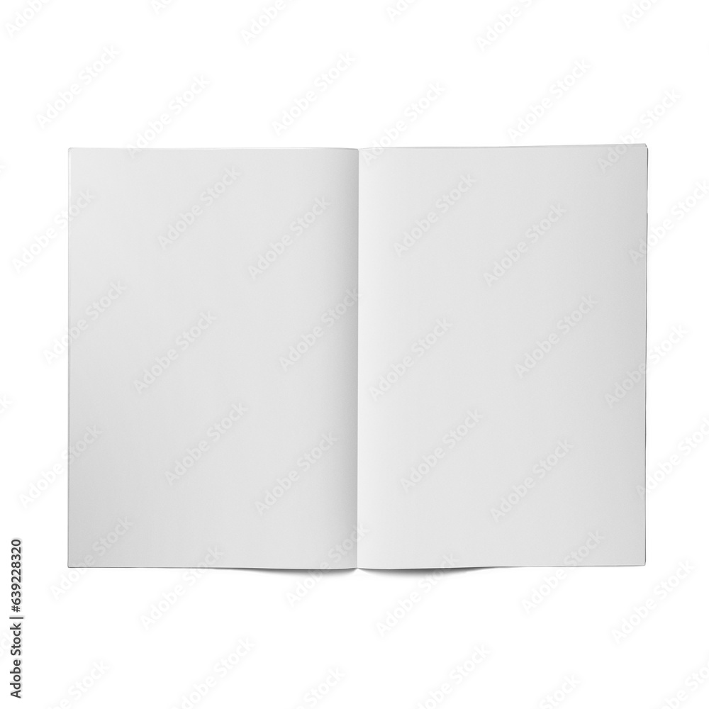 Close up view blank white tabloid paper isolated on white background. - obrazy, fototapety, plakaty 