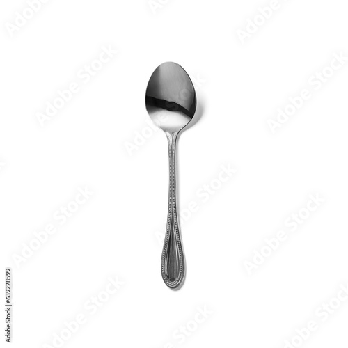 Close up view tea spoon isolated on white background. photo