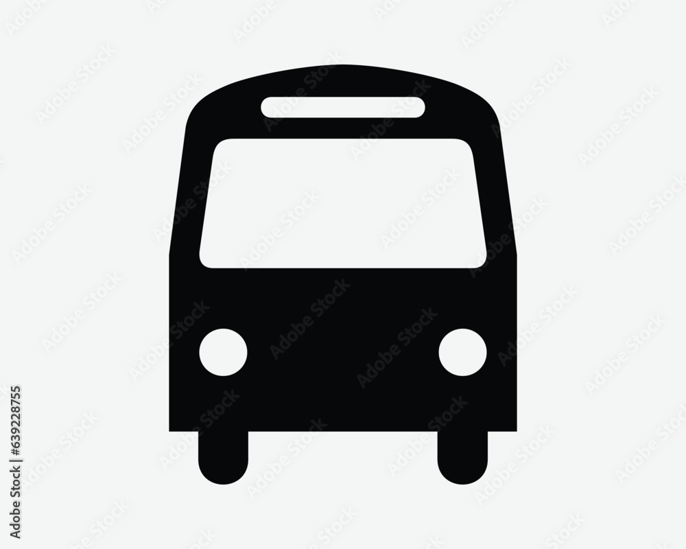 Bus Icon Public Transportation Transport Front Frontal View Vehicle Travel Passenger Trip School Stop Head Black Shape Silhouette Vector Sign Symbol Bus Icon Public Transportation Transport Front Frontal View Vehicle Travel Passenger Trip School Stop Head Black Shape Silhouette Vector Sign Symbol