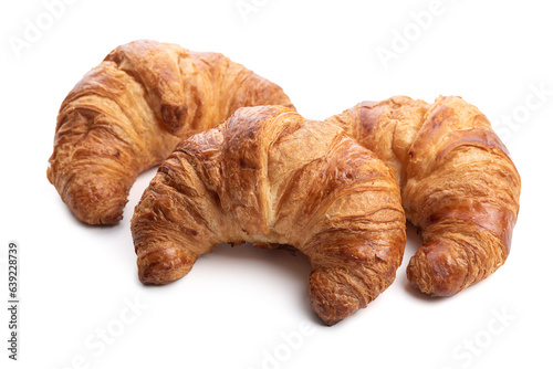 Obraz na płótnie Three fresh croissants. Isolate on white background w salonie
