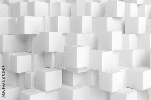 Random shifted white cube boxes block background © Teerasak