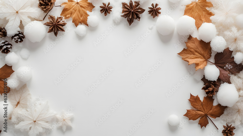 winter sale banner with snowball and dried pine nut decoration winter sale banner with snowball and dried pine nut decoration