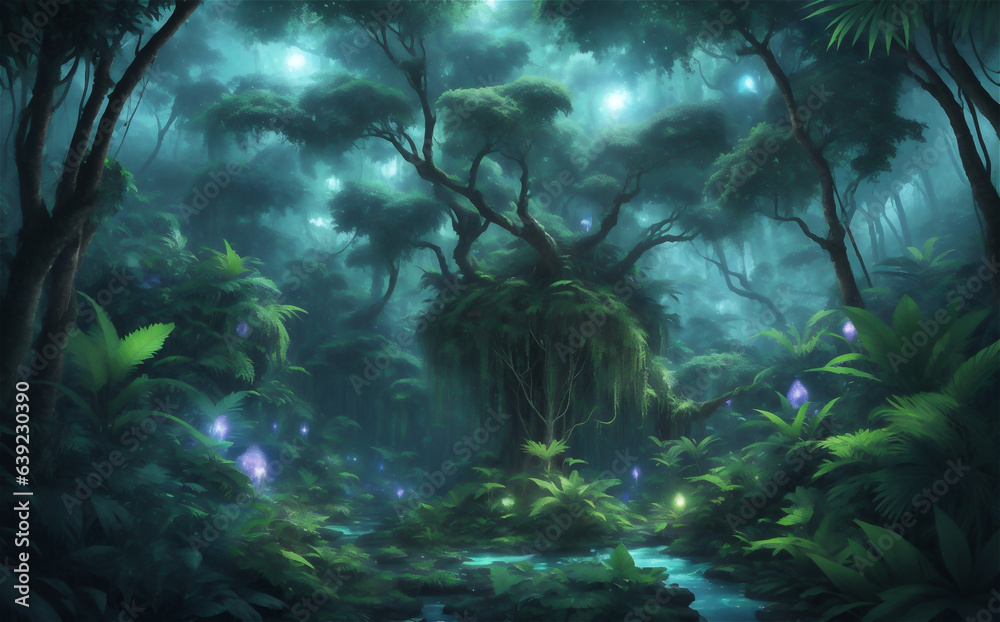 Fototapeta premium Fantasy trees forest HD wallpaper digital art