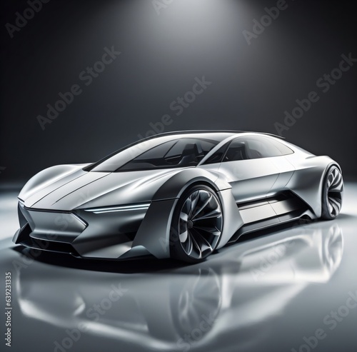 EV Car, Supercar, Hypercar, futuristic design, isolated background, silver bronze color. © PNG&Background Image