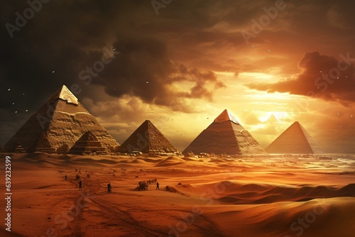 Artistic version of Giza pyramids. Generative AI